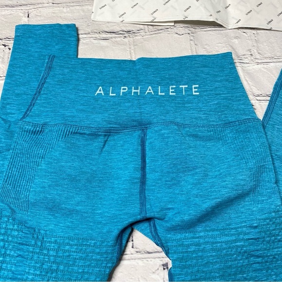 Alphalete Halo leggings size Medium high rise vivid blue NEW - Picture 3 of 7